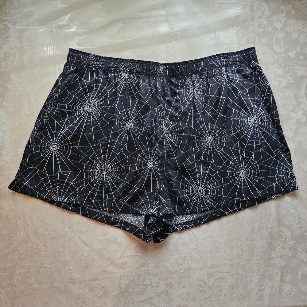 NWT Victoria's Secret PINK Sleep Boxers Halloween/Spider Web Tencel Women's L